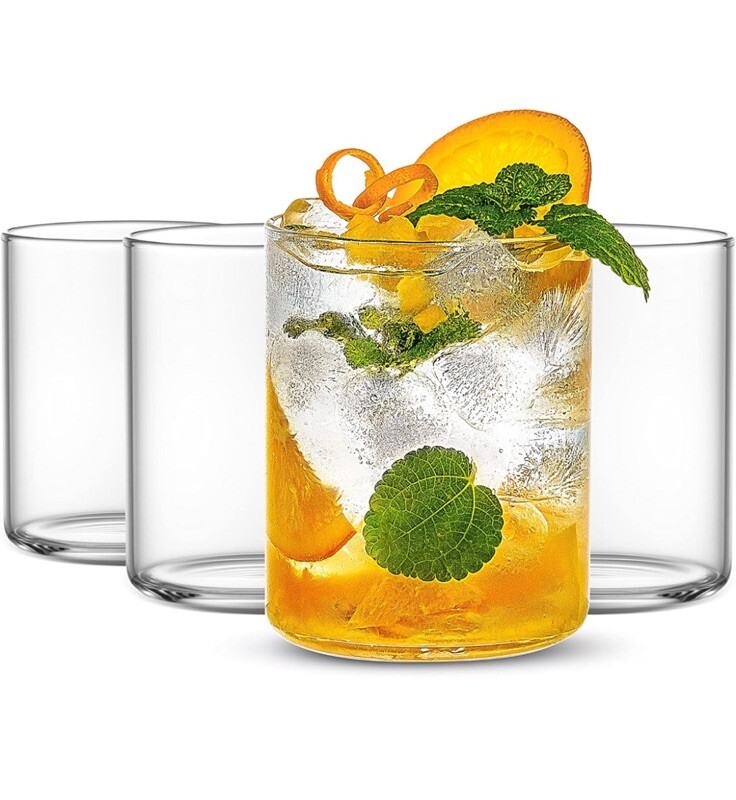 Luxu Thin Whiskey Glasses Set of 4 - 15 Oz for Whiskey, Water, Beer & Cocktails