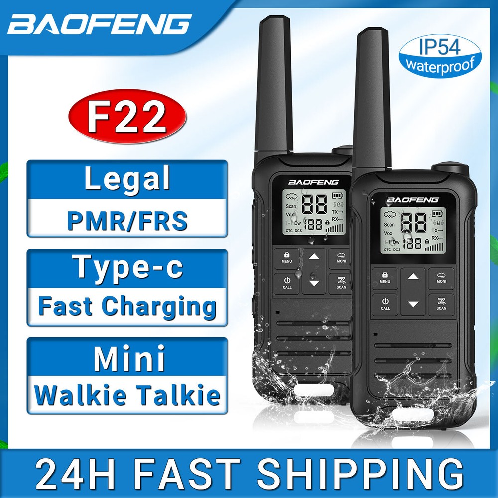 2pcs Baofeng F22 NOAA FRS Walkie Talkies Waterproof Two Way Radio Long Range US
