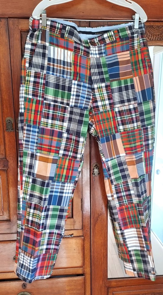 Brooks Brothers CLARK mens pants madras plaid patchwork golf preppy 36x30