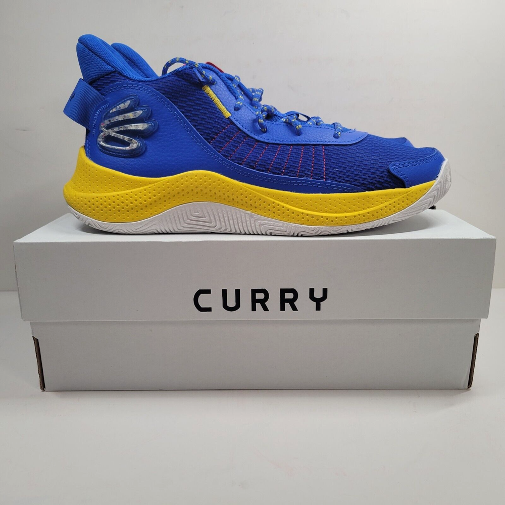Under Armour Curry 3Z7 Shoes Mens 11.5 Blue Yellow White Basketball 3026622-400
