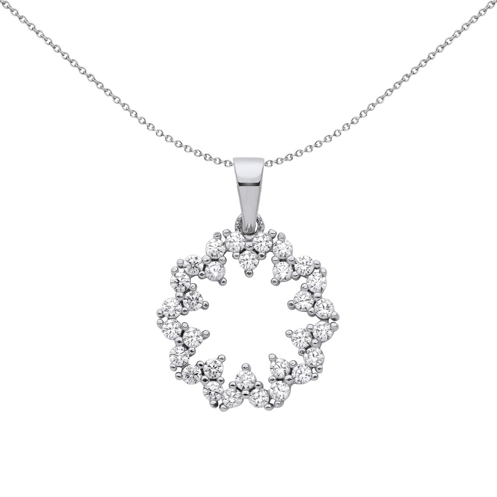 Silver Jewelco London CZ Supernova Hypotrochoid Cluster Pendant Necklace 18 inch