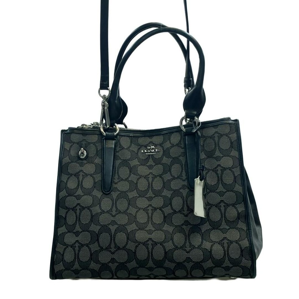 Coach Signature 2-Way Shoulder Handbag with Damage Details 2E2