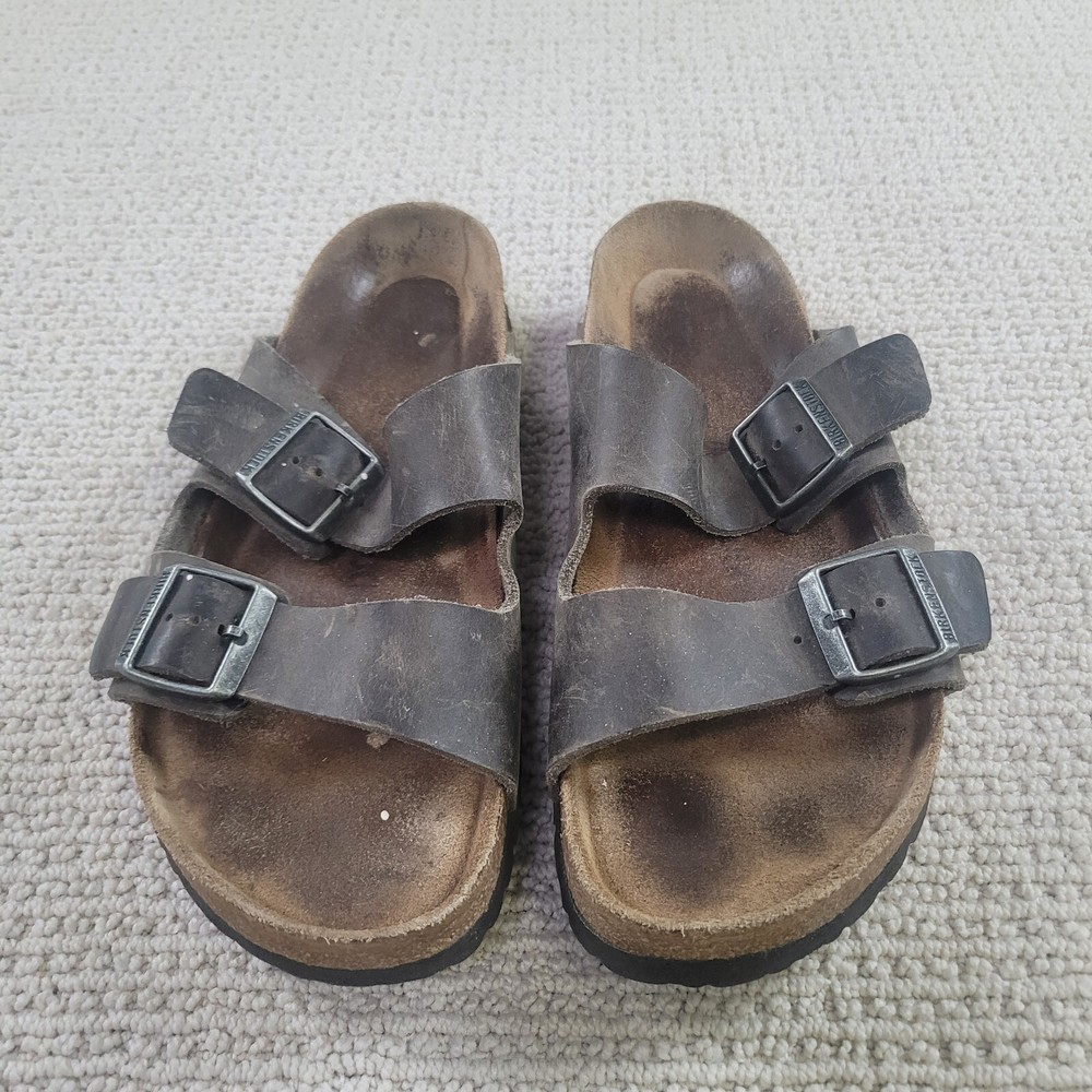 Birkenstock Arizona Mens 42 US 9 Brown Leather Summer Slide Comfort Sandals