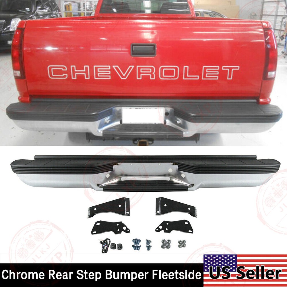 Chrome Rear Bumper Assembly For 1988-2000 Chevrolet C/K 1500 2500 Fleetside