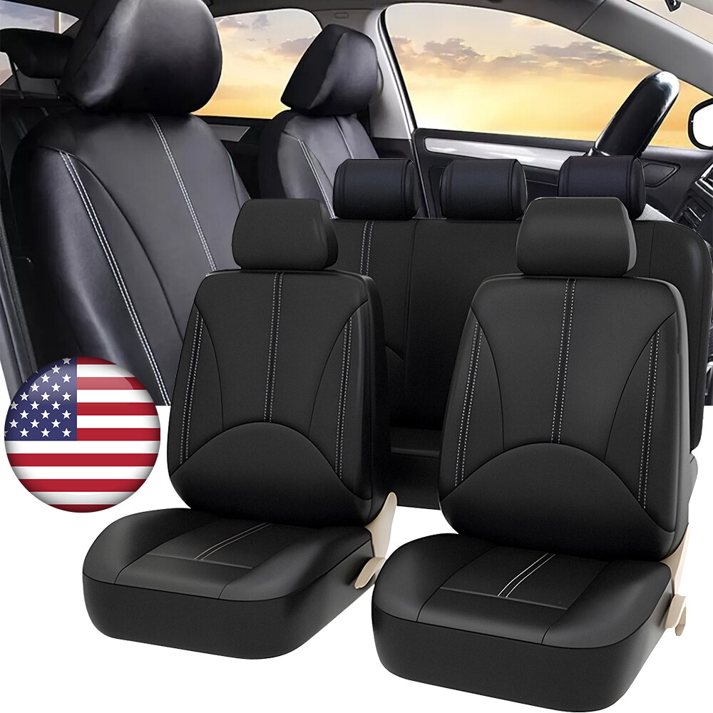 2/5 Seats Car Seat Cover Full Set Waterproof Leather Universal for Car SUV Truck