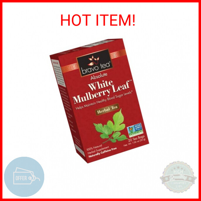 Bravo Tea Absolute White Mulberry Leaf Herbal Tea Caffeine Free, 20 Tea Bags