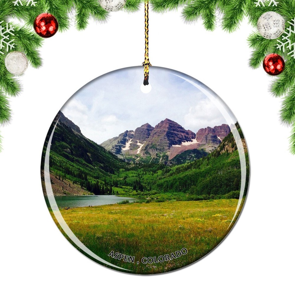 Colorado Aspen Maroon Lake USA Christmas ornament city travel souvenir