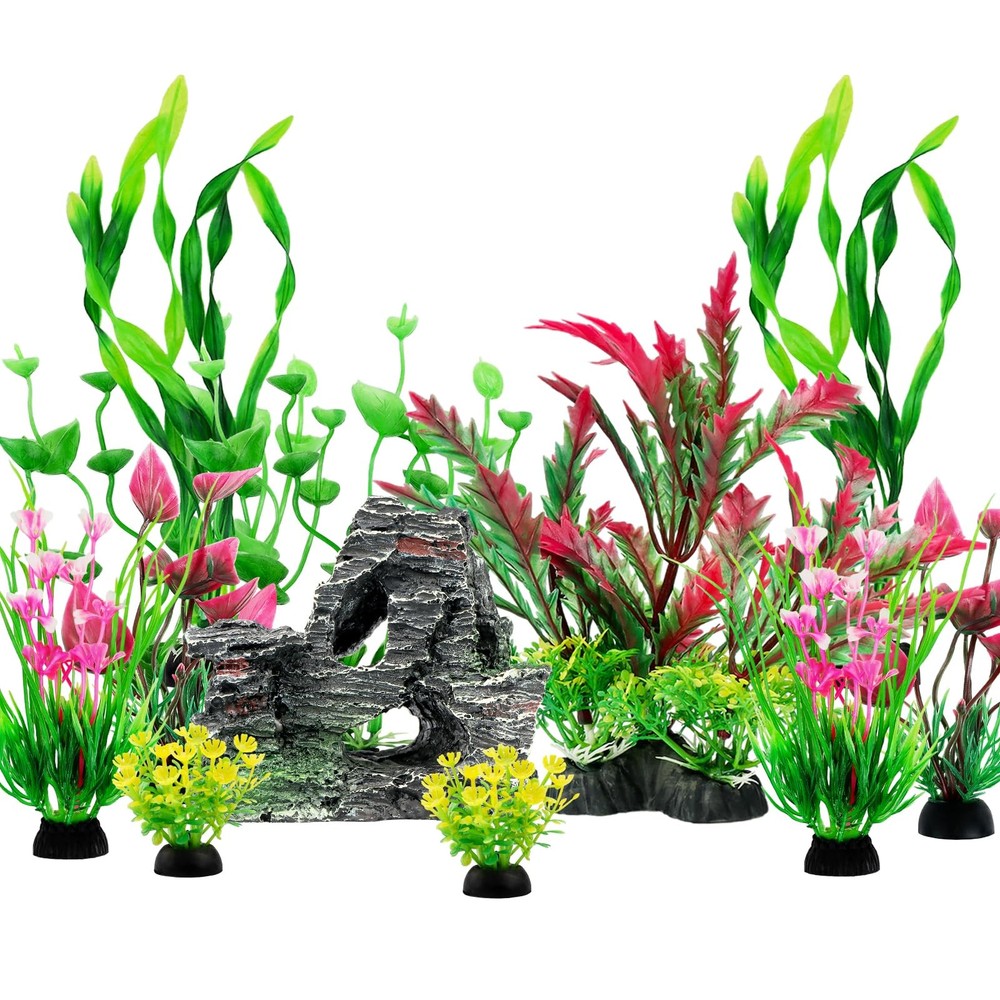 Colorful Artificial Aquarium Plants 12pcs Fish Tank Decor