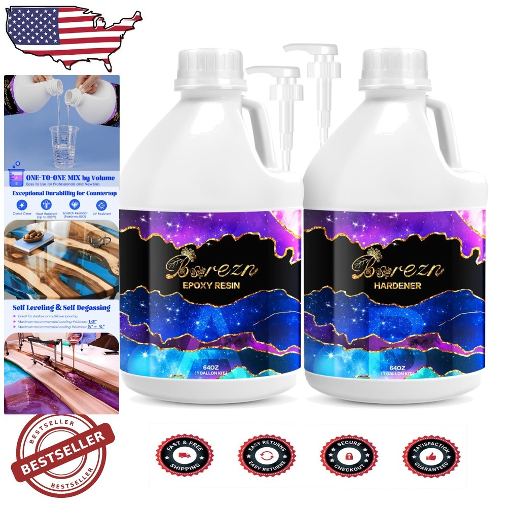 128 Oz Epoxy Resin Kit with Easy-Pour Pumps for Crafts and Jewelry Making