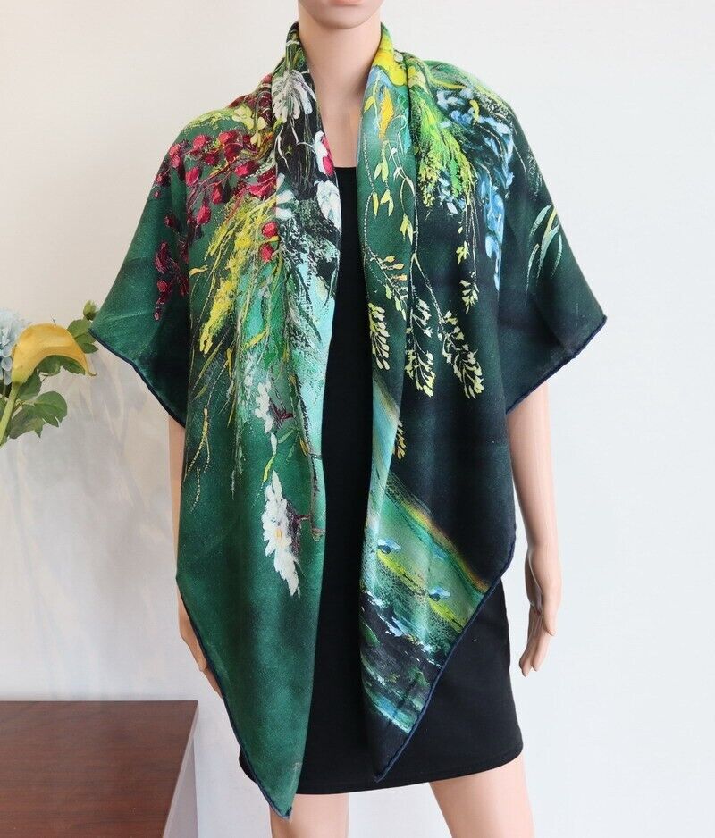 70% Cashmere 30% Silk Double-Sided Square Scarf Shawl 53