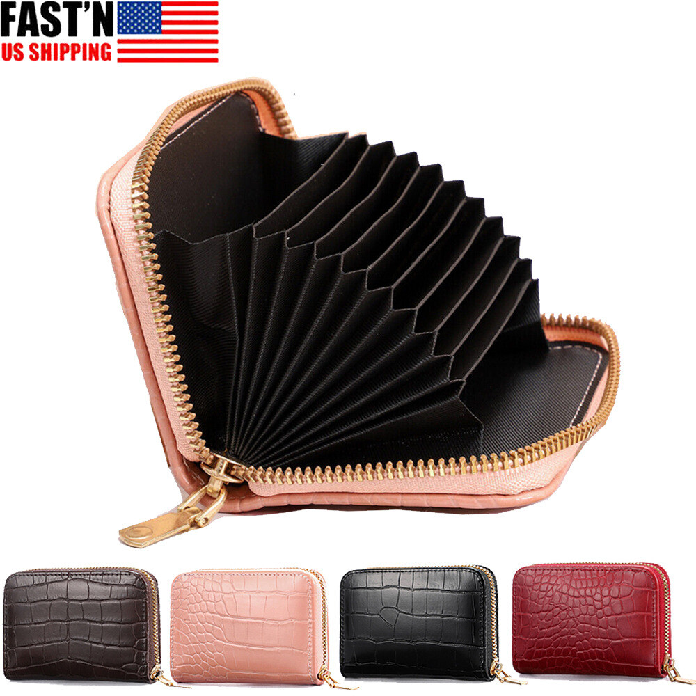 Sleek RFID-Blocking Leather Card Holder Wallet for Women & Men with Zipper – Perfect Gift-image