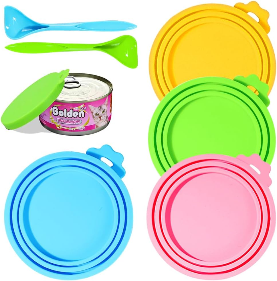 4-Pack Pet Food Can Lids for Cats & Dogs - Fits 3 Standard Sizes