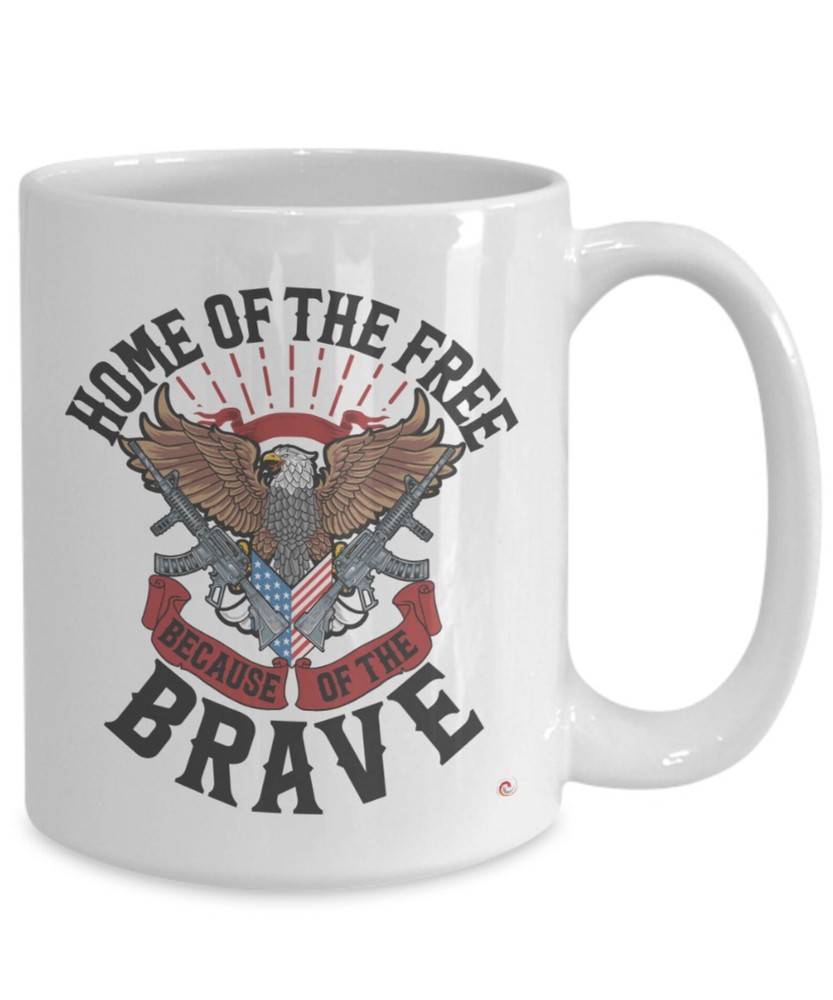 4th Of July Mug Home Of The Free Because Of The Brave Coffee Cup White