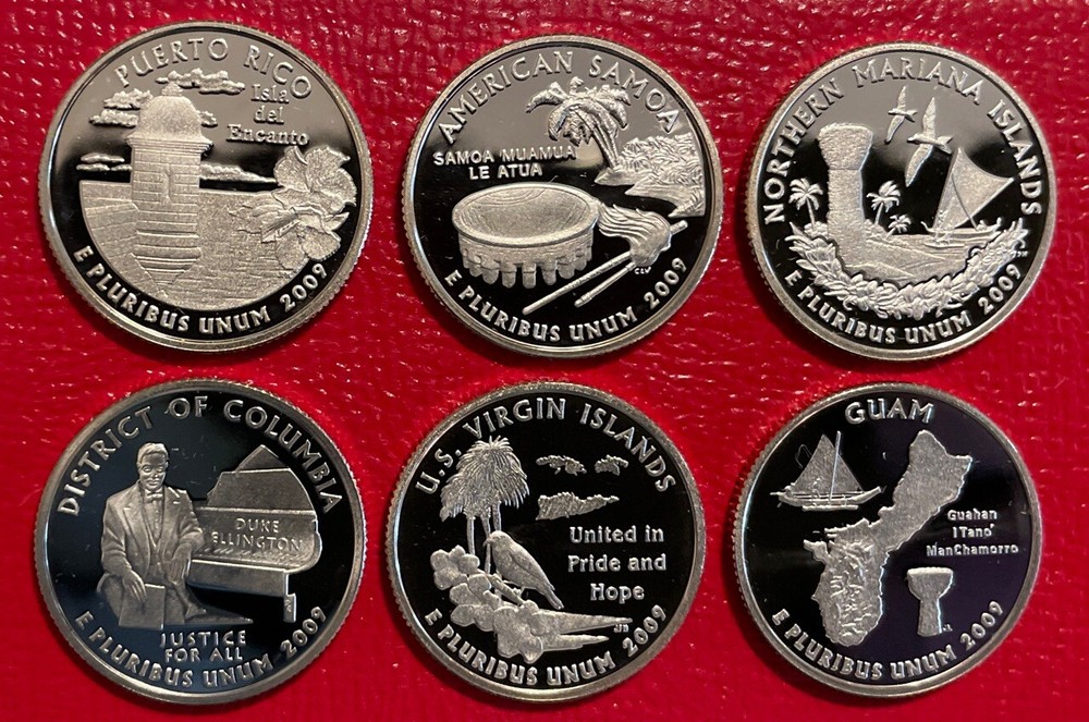 2009~S~ Proof State Quarters 5 Clad Proof Coins No Lens Or COA US Mint Coin Set