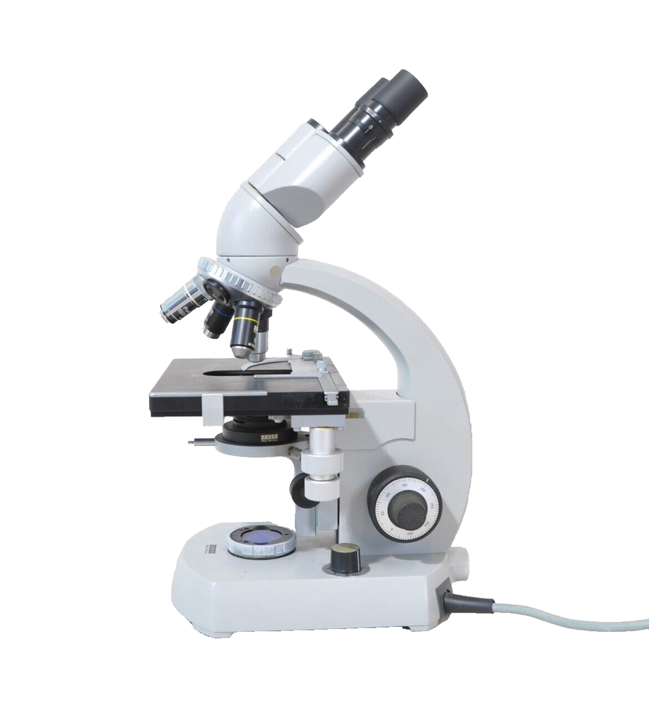 Vintage Carl Zeiss KF2 Binocular Microscope with 3.2x 10x 40x Objective Lenses  