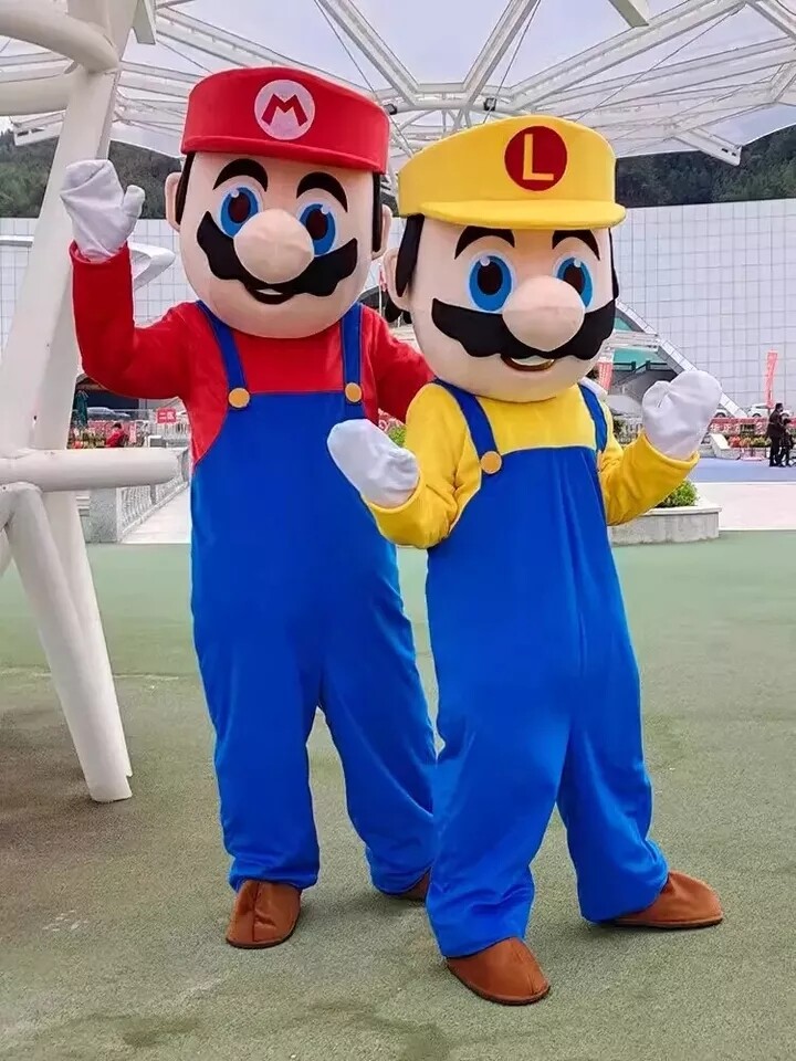 Super Mario Mascot Costume Party Fancy Dress Brothers  Suits  Adult Halloween