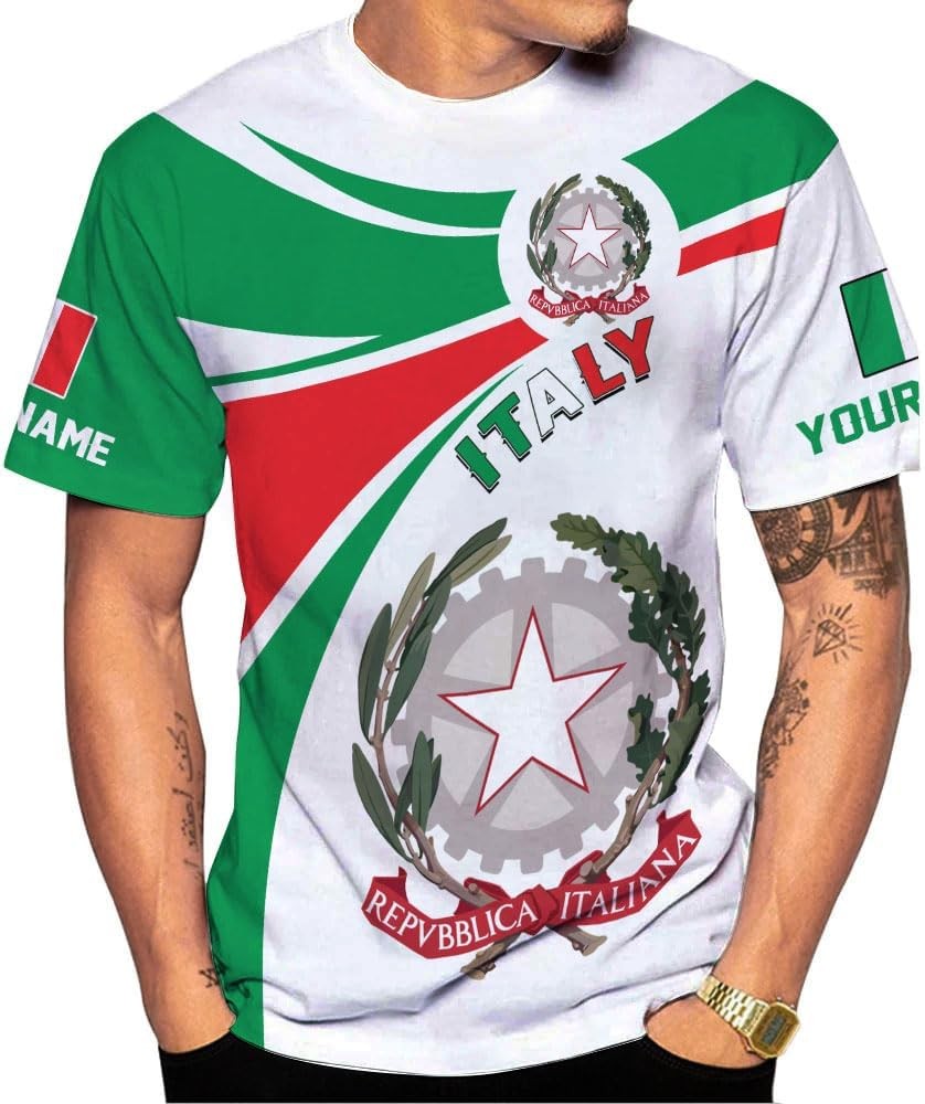 Custom 3D Italy Flag Name Shirt for Men and Women-image
