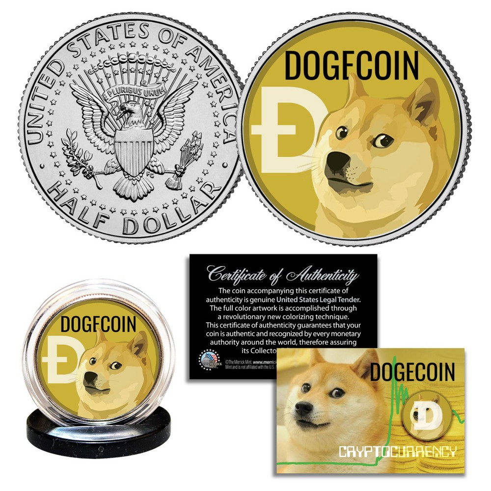 DOGECOIN Cryptocurrency Commemorative JFK Kennedy Half Dollar Collectors Coin-image