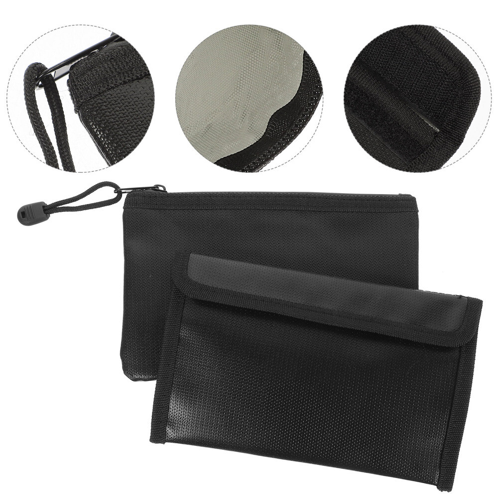 2Pcs Fireproof  Storage Document Fire Resistant Bag for Office Bill  File  Home