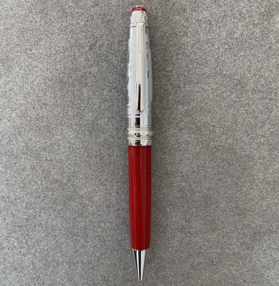 Deluxe Olympic Chamonix Red Silver 0.7mm Ballpoint Pen No Box Included