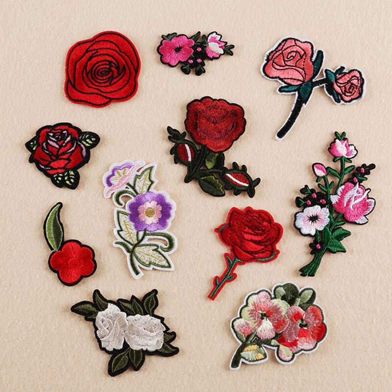 11PCS Flower Patches Applique Embroidered Iron on Patch for Clothes Accessor*a5