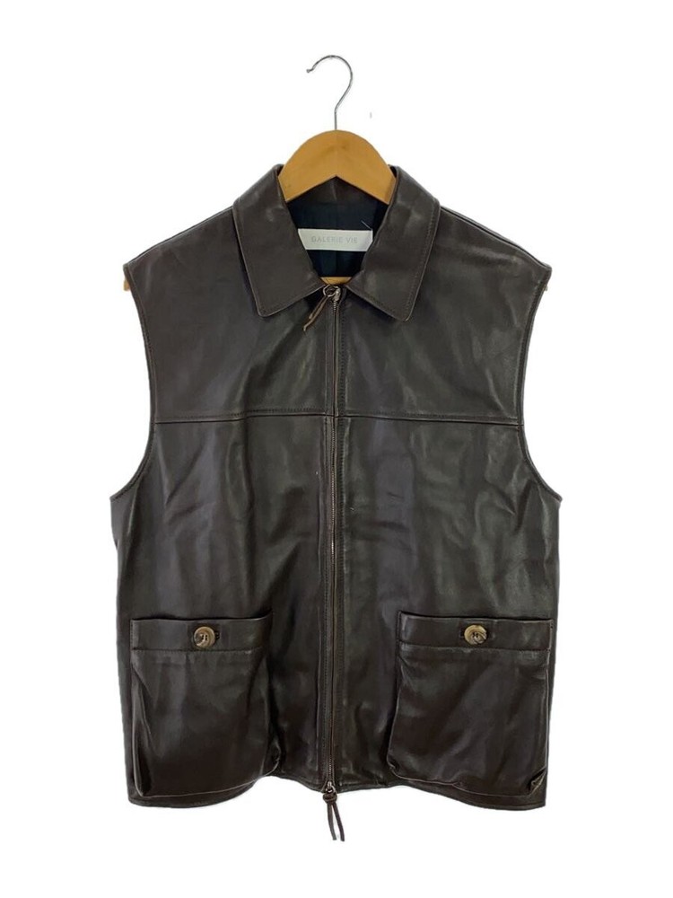 Galerie Vie Brown Leather Blouson Jacket Free Size 23-07-44-07202 2296