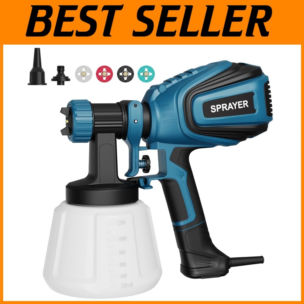 700W HVLP Paint Sprayer Kit, 4 Nozzles, 3 Patterns