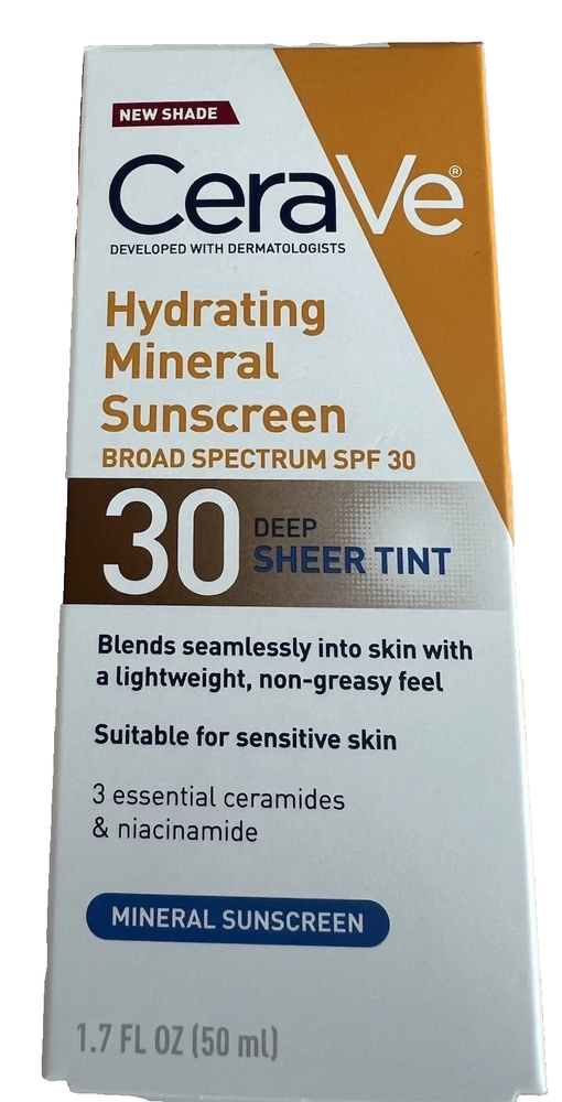 CeraVe Hydrating Mineral Sunscreen SPF 30 Deep Sheer Tint 1.7 fl oz-image