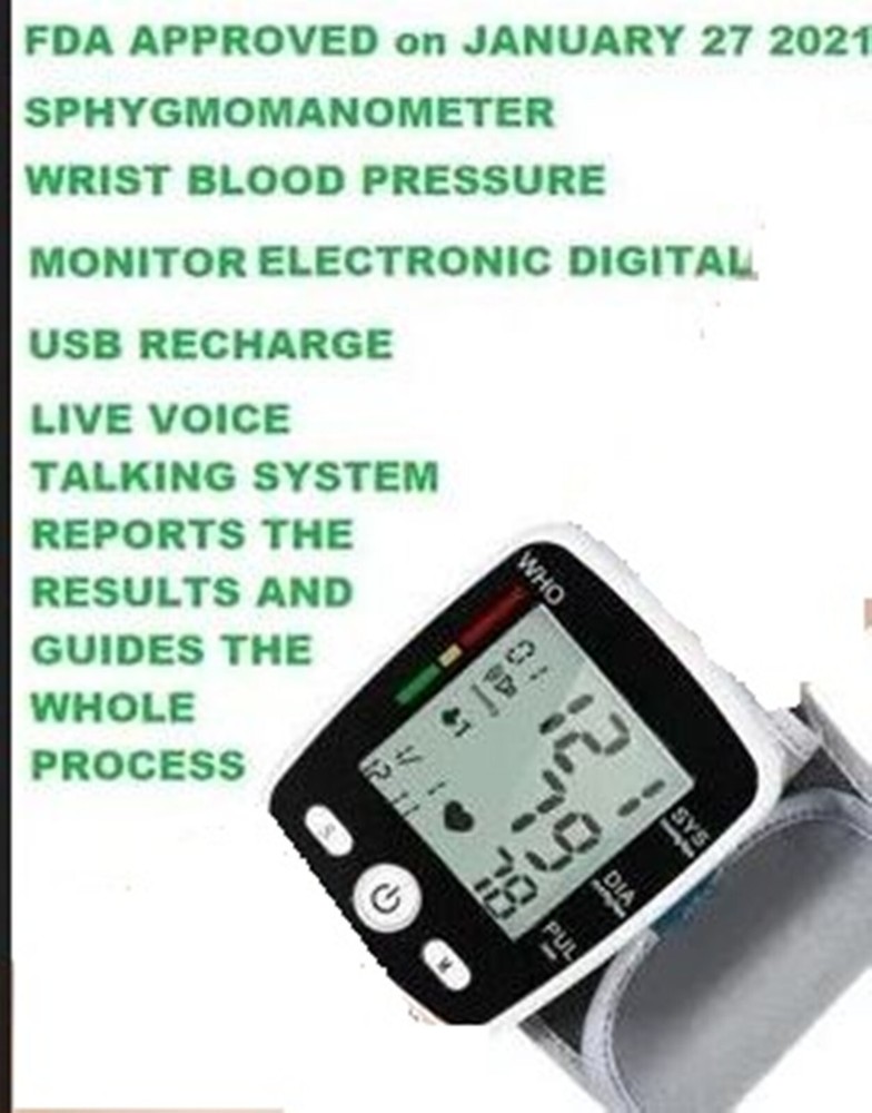 Wrist Blood Pressure Monitor FDA CE Live Voice USB Recharge Sphygmomanometer
