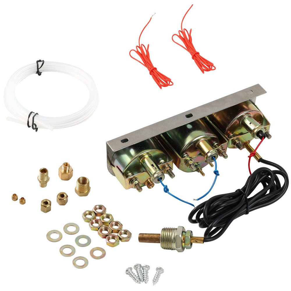 52mm 3-in-1 Auto Gauge with Water Temp Oil Pressure Voltmeter Chrome Design