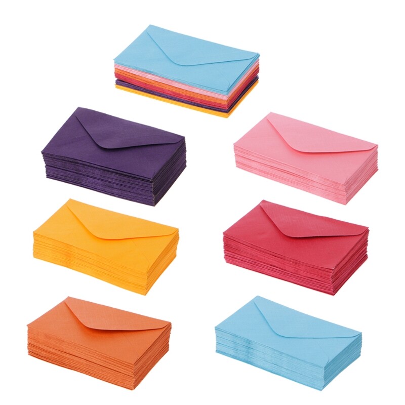50Pcs Colorful Envelopes Set 6x10cm for Mail Letter Postcard Invitation