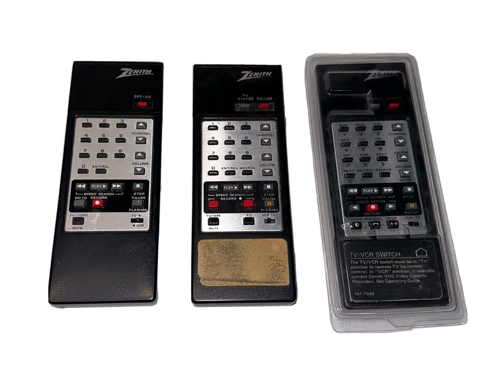 Vintage Zenith TV VCR Remote Control Untested Lot of 3