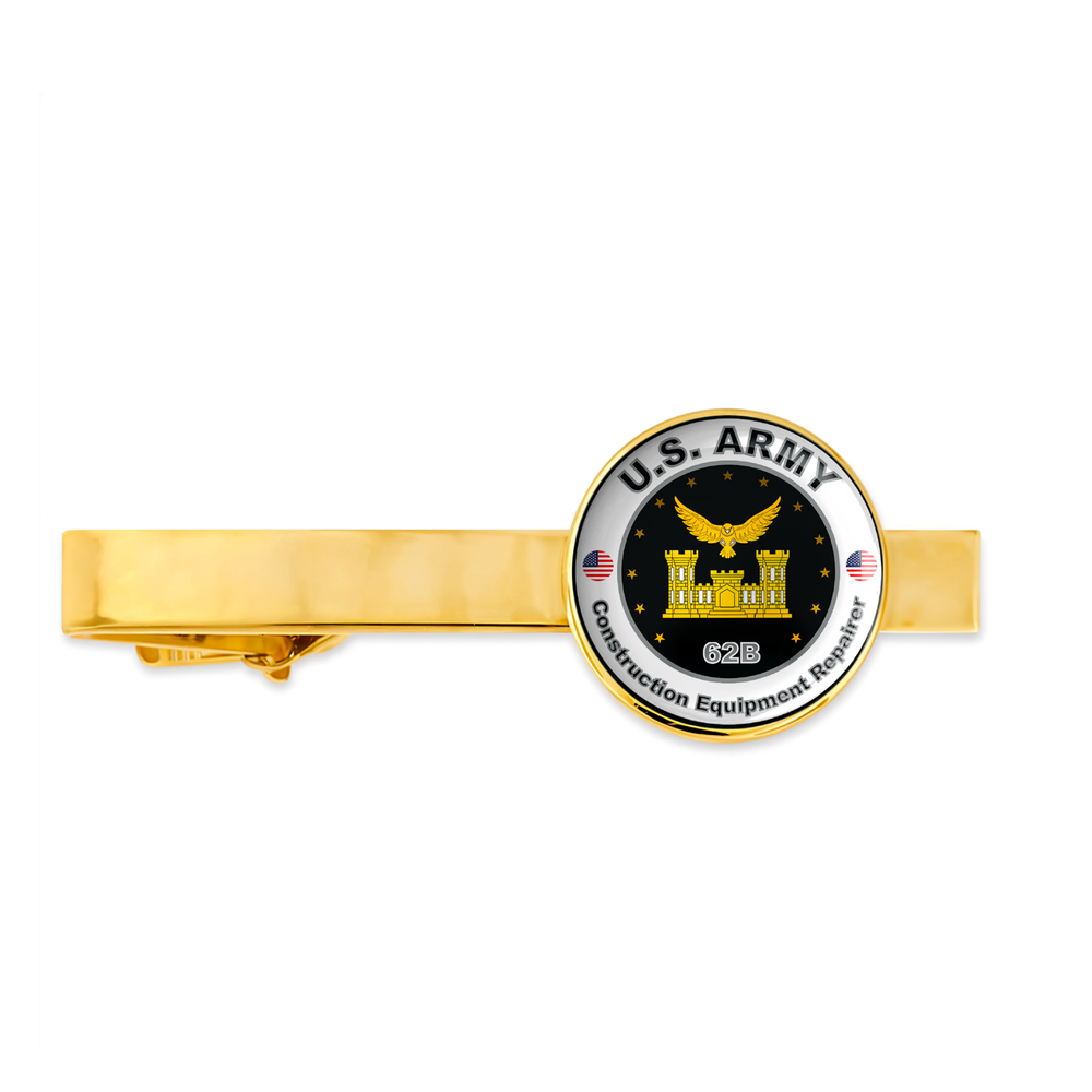 US Army 62B Construction Equipment Repairer Military Veteran Tie Clip Gift for Him  