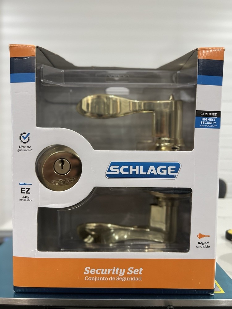Schlage Brass Security Door Lock Set