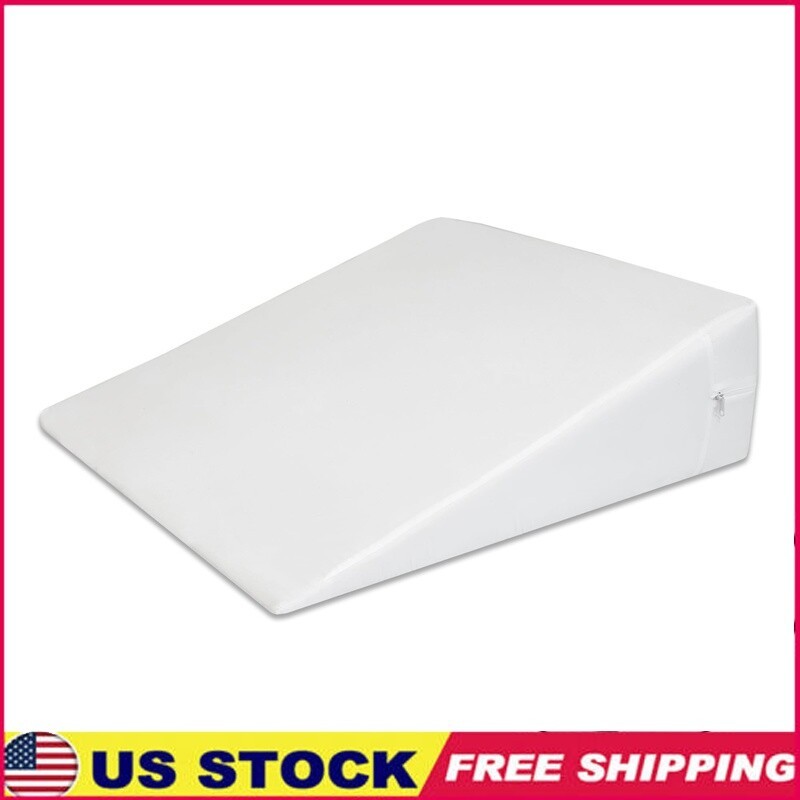 Foam Wedge Pillow for Reading and TV with Removable White Cover