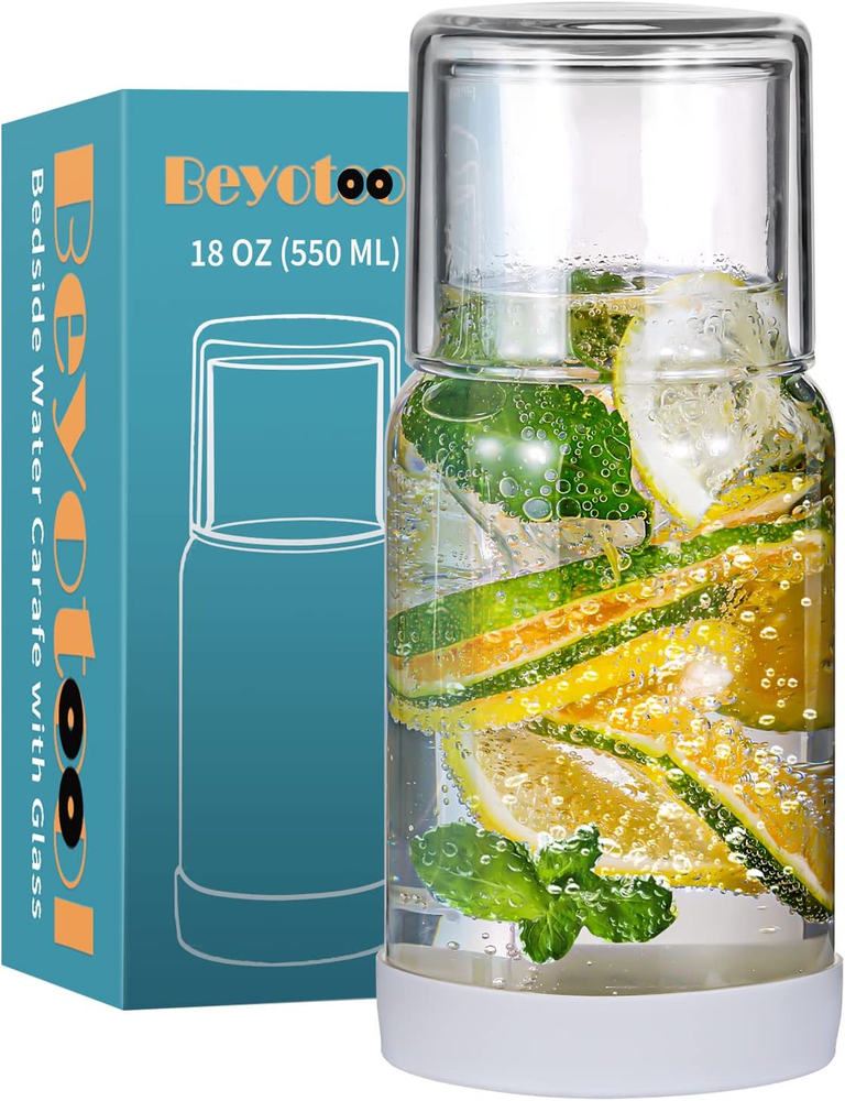 Bedside Nightstand Water Carafe and Glass Set for Nighttime Hydration  