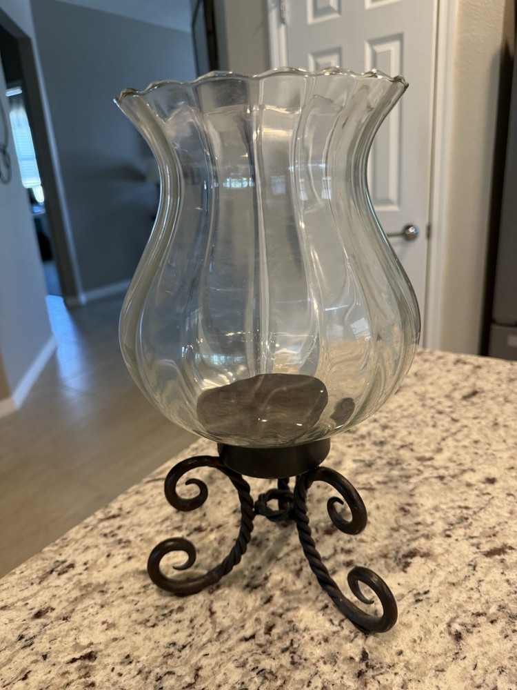 Elegant Glass and Metal Candle Holder Display Stand