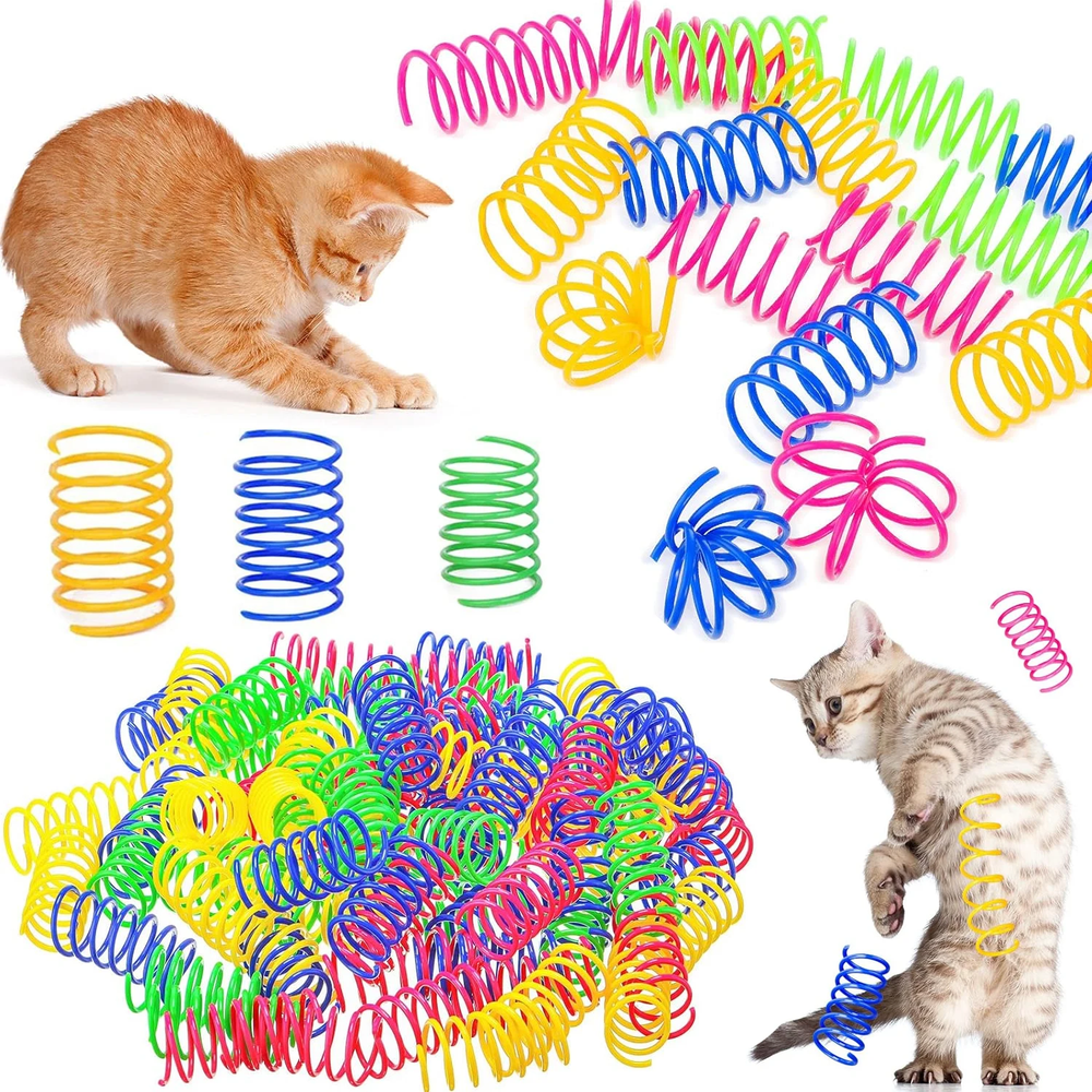 Colorful Interactive Cat Spiral Spring Toys - 200 Pcs for Kitten Play