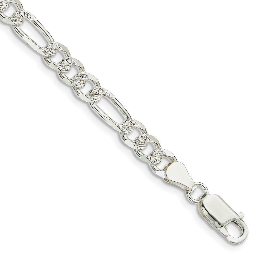 Sterling Silver 5.5mm Flat Figaro Chain Anklet 9