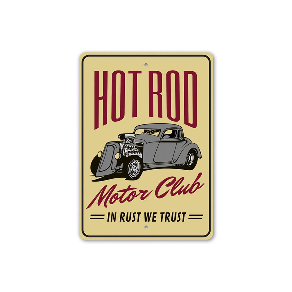 Hot Rod Motor Club Rust We Trust Garage Metal Wall Art Sign