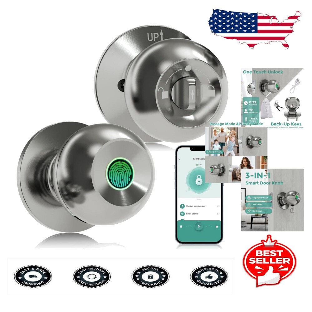 Smart Stainless Steel Biometric Fingerprint Door Lock with App Control-image
