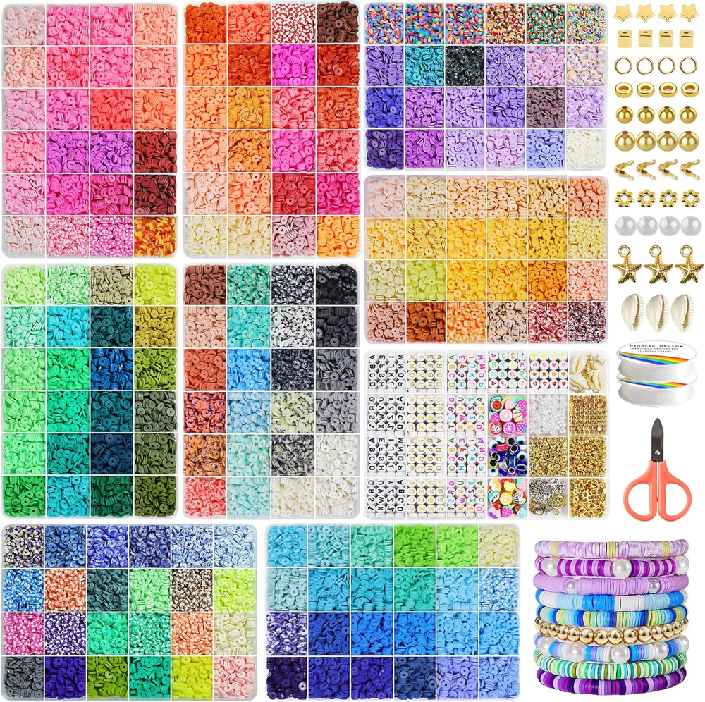 30000 Pcs Clay Beads Bracelet Making Kit, 9 Boxes 192 Colors Friendship Bracelet
