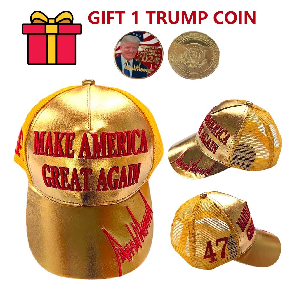 Trump 2024 MAGA 47 Hat Golden Baseball Cap -MAKE AMERICA GREAT AGAIN- Musk