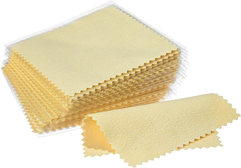 100 Pcs Jewelry Cleaning Cloth for Sterling Silver Gold Platinum - Yellow