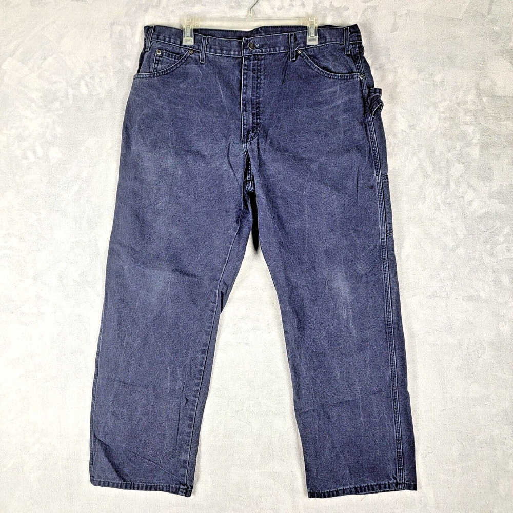 Dickies Carpenter Pants Mens 38x30 Canvas Straight Leg Workwear Painters Blue