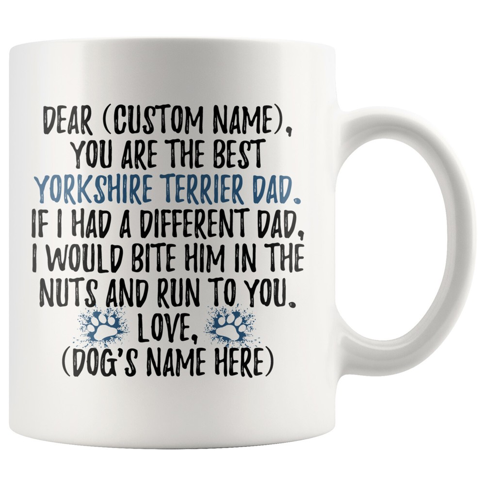 Personalized Yorkshire Terrier Dog Dad Daddy Mug, Yorkie Dog Owner Men Gifts