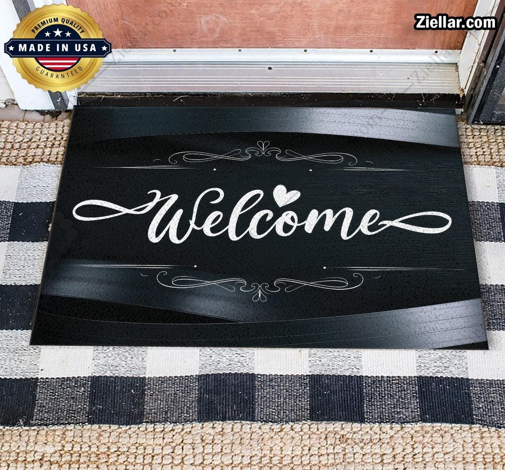 Personalized Elegant Welcome Doormat with Black – Unique Home Gift Idea