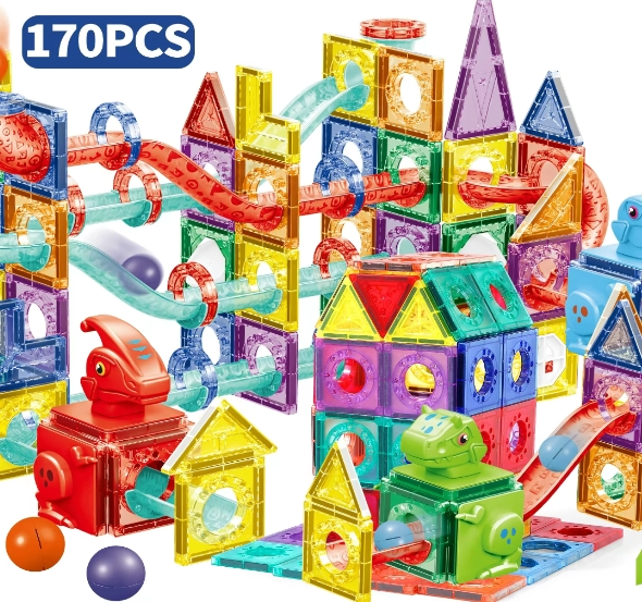 Dinosaur track magnetic building bricks for children education building puzzle
