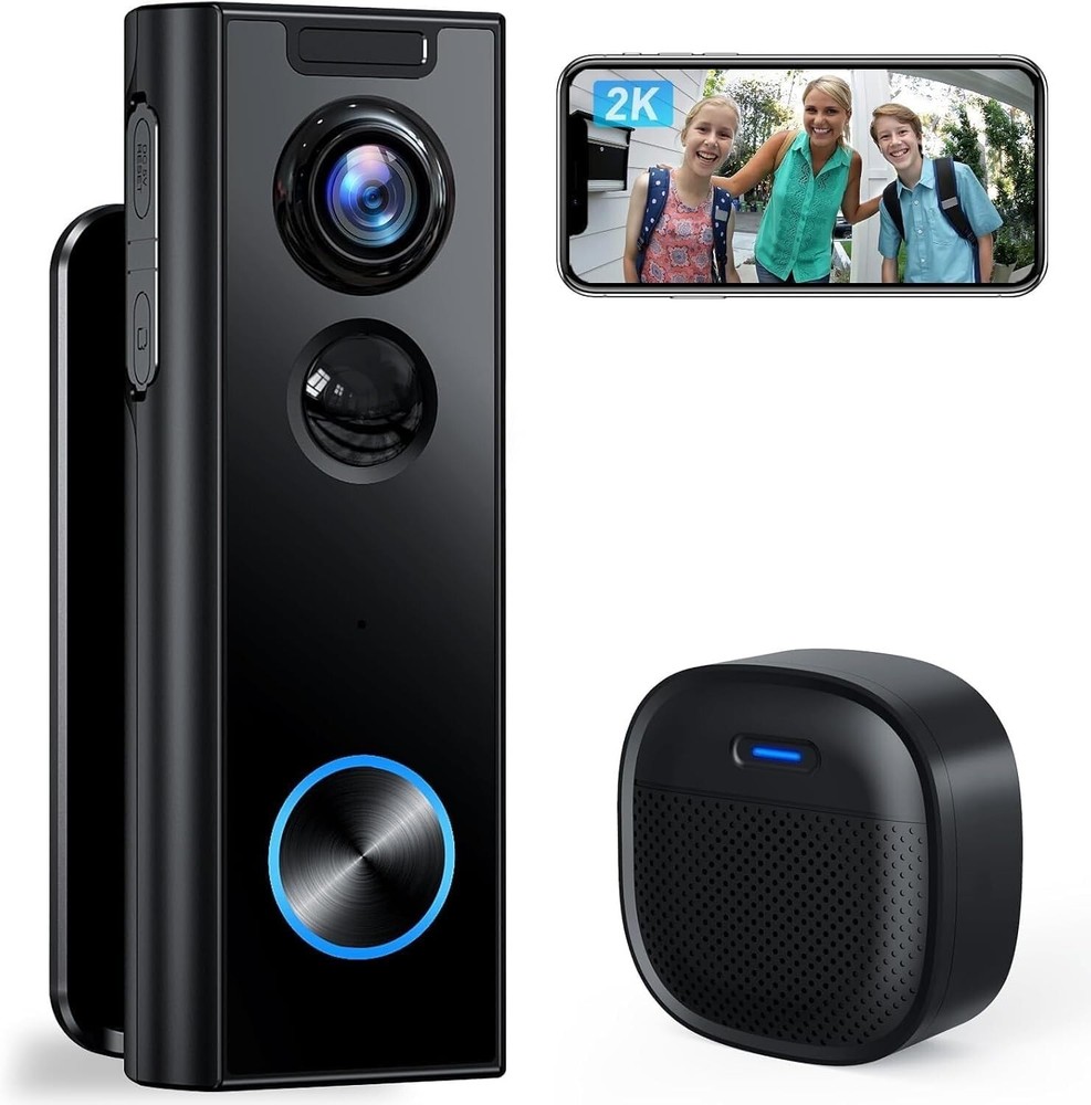 Advanced Indoor/Outdoor Wireless Doorbell Camera - 2K Video & Secure Messaging