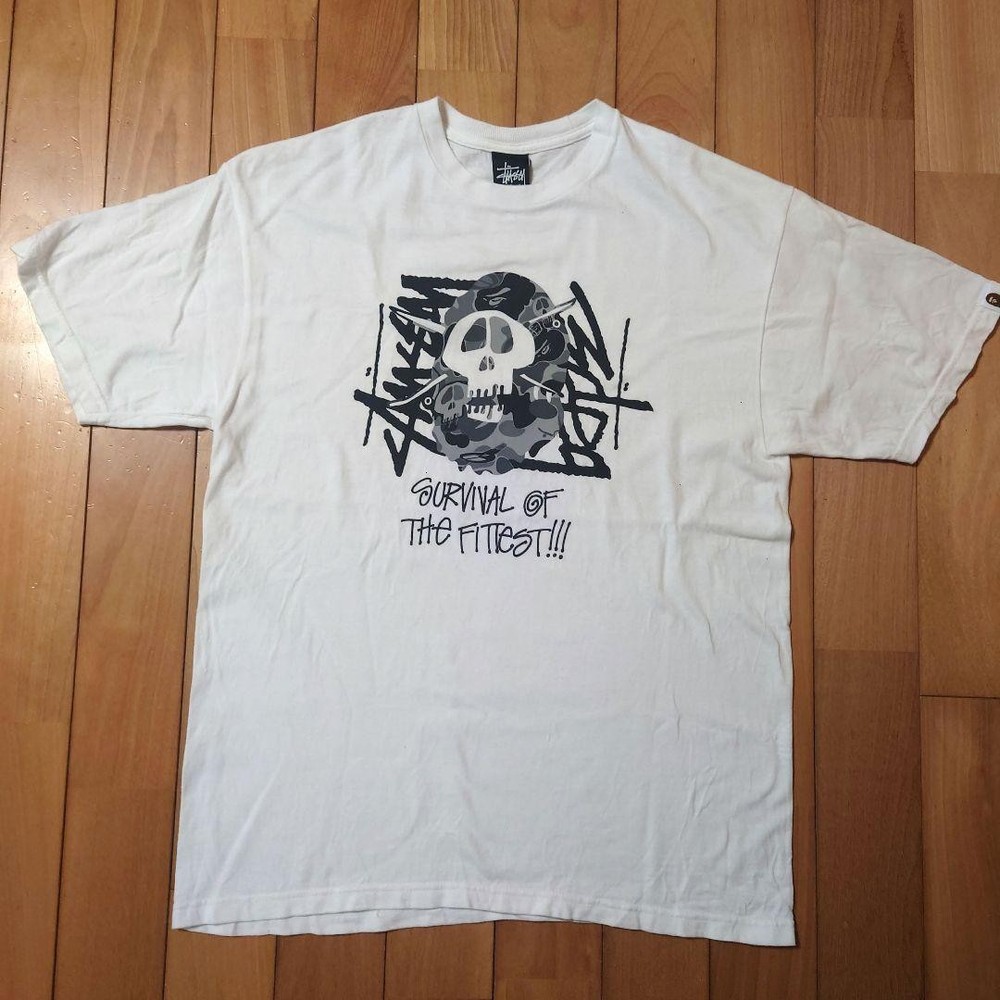 Stussy A Bathing Ape Collab T-Shirt M White 233087